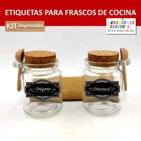 Imprimible etiquetas frascos de cocina condimentos