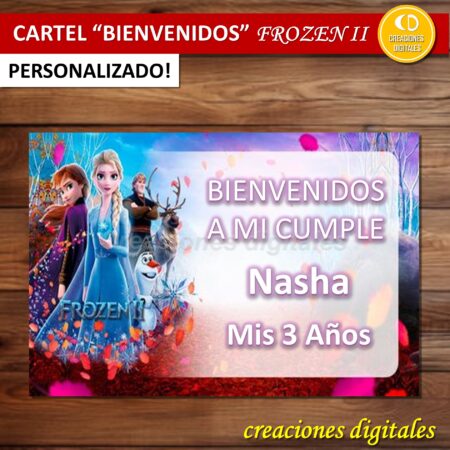 Cartel Imprimible "Bienvenidos a mi cumple" Frozen