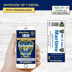 INVITACIÓN DIGITAL Y VIP BOCA JUNIORS PERSONALIZADA