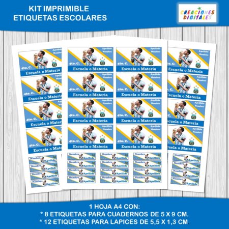 KIT DE ETIQUETAS PARA ÚTILES ESCOLARES TEMÁTICAS VARIAS.